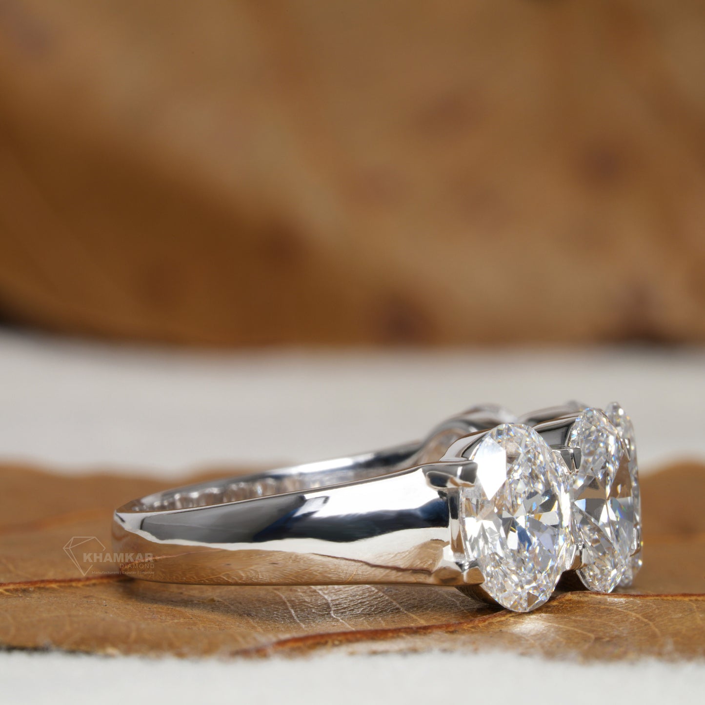 5.00 TCW Oval Cut Lab Grown Diamond Five Stone Ring – Anniversary & Engagement Band