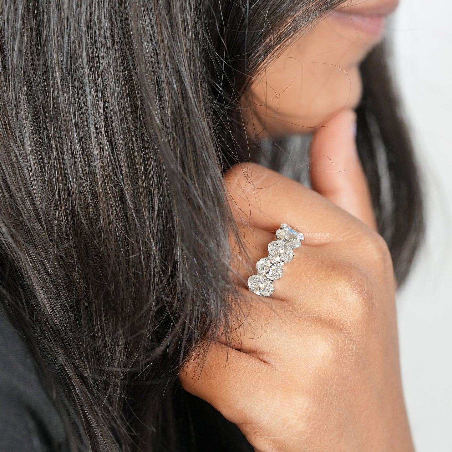 5.00 TCW Oval Cut Lab Grown Diamond Five Stone Ring – Anniversary & Engagement Band