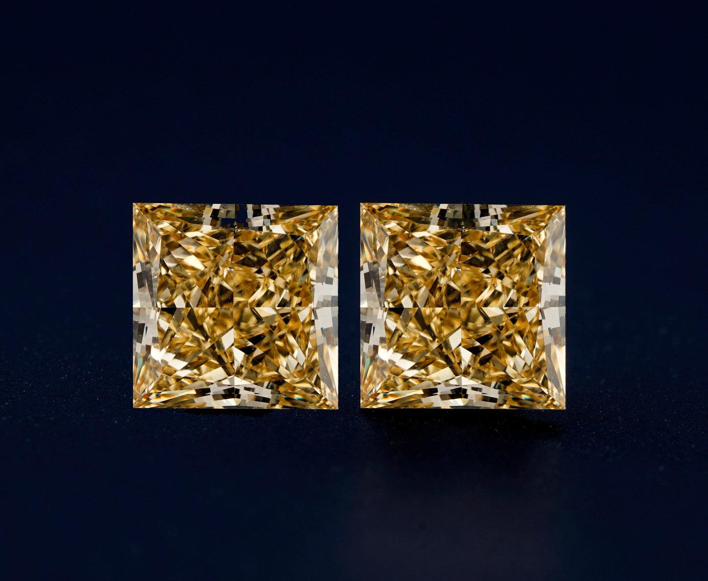 Princess Cut Yellow Lab Grown Diamond Pair | Loose Diamonds for Earrings & Rings
