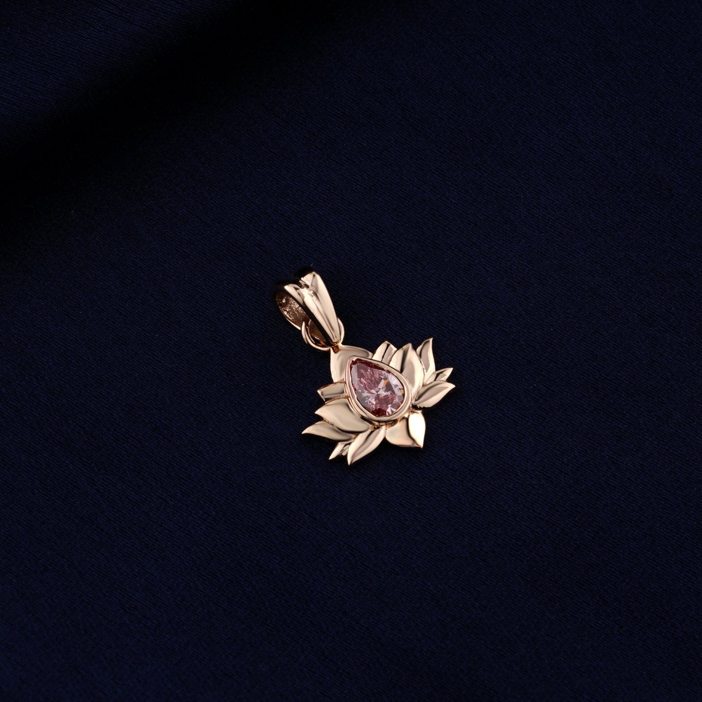 Pear Lab Grown Diamond Lotus Pendant Necklace For Her