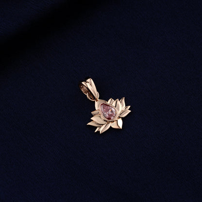 Pear Lab Grown Diamond Lotus Pendant Necklace For Her