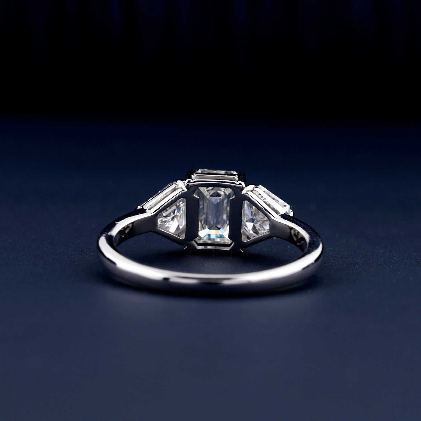 1CT Emerald Cut Lab Grown Diamond Three Stone Engagement Ring