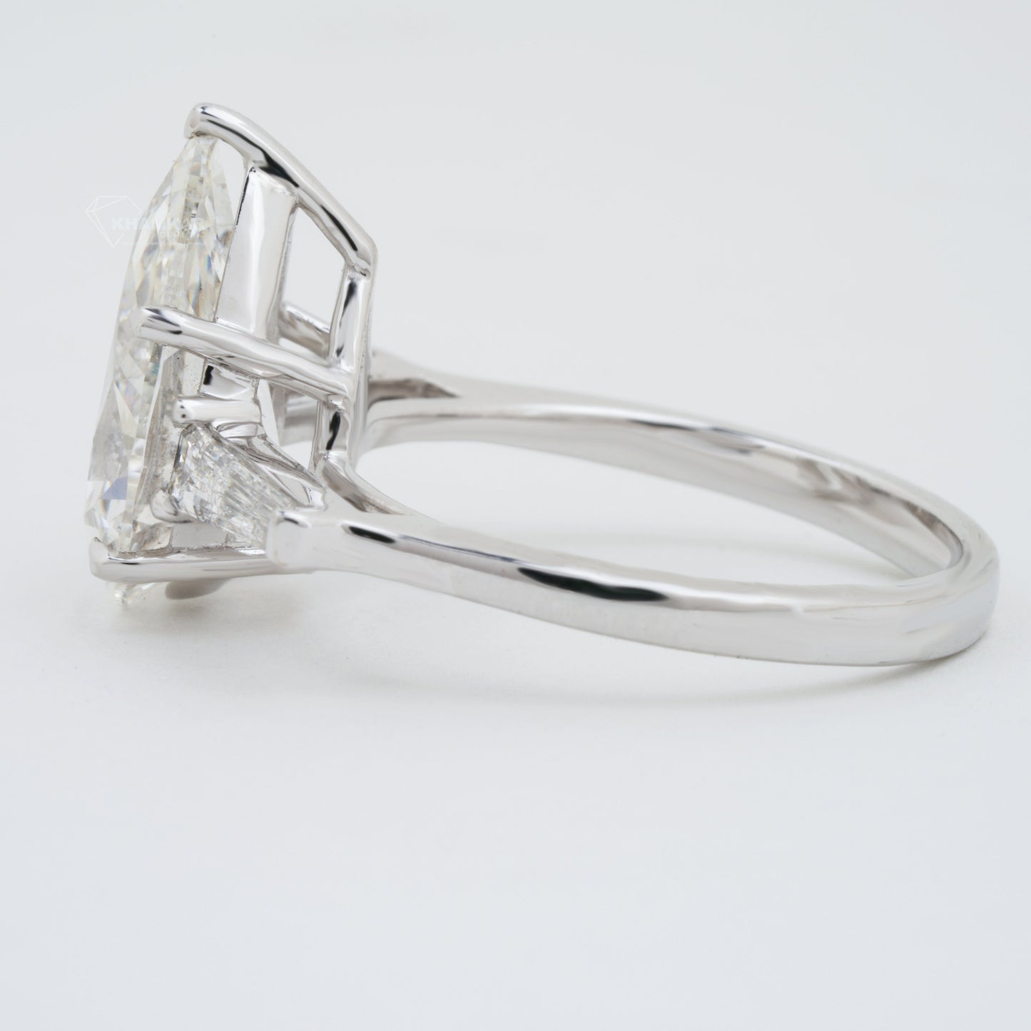 Pear Cut Lab Diamond Ring 3.50CT – Three Stone Engagement Ring