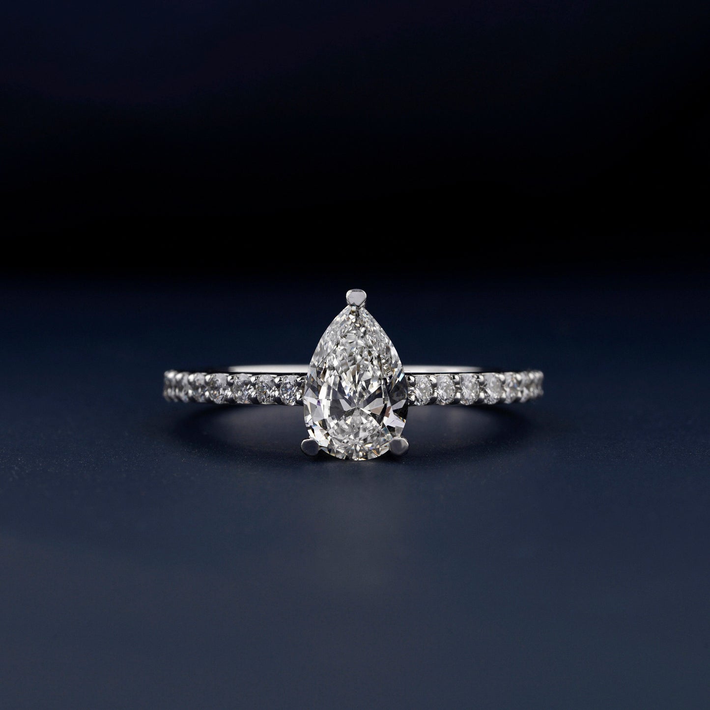 1CT Pear Lab Diamond Engagement Ring – Pave Setting