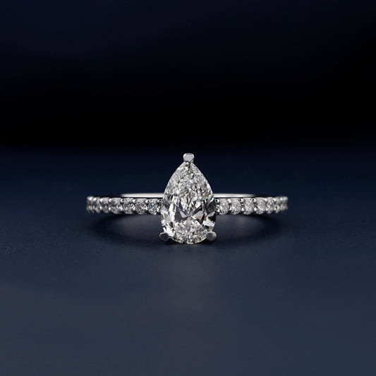 1CT Pear Lab Diamond Engagement Ring – Pave Setting