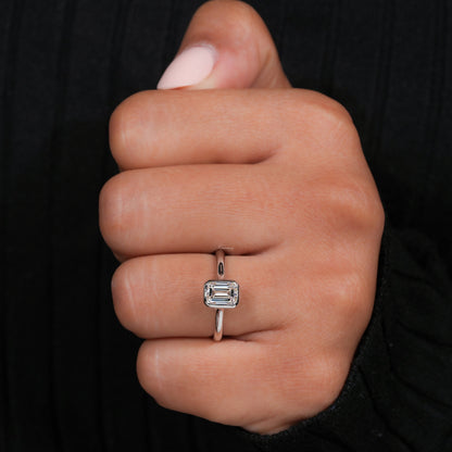 Emerald Cut Lab Diamond Ring | Solitaire  Wedding Ring For Her