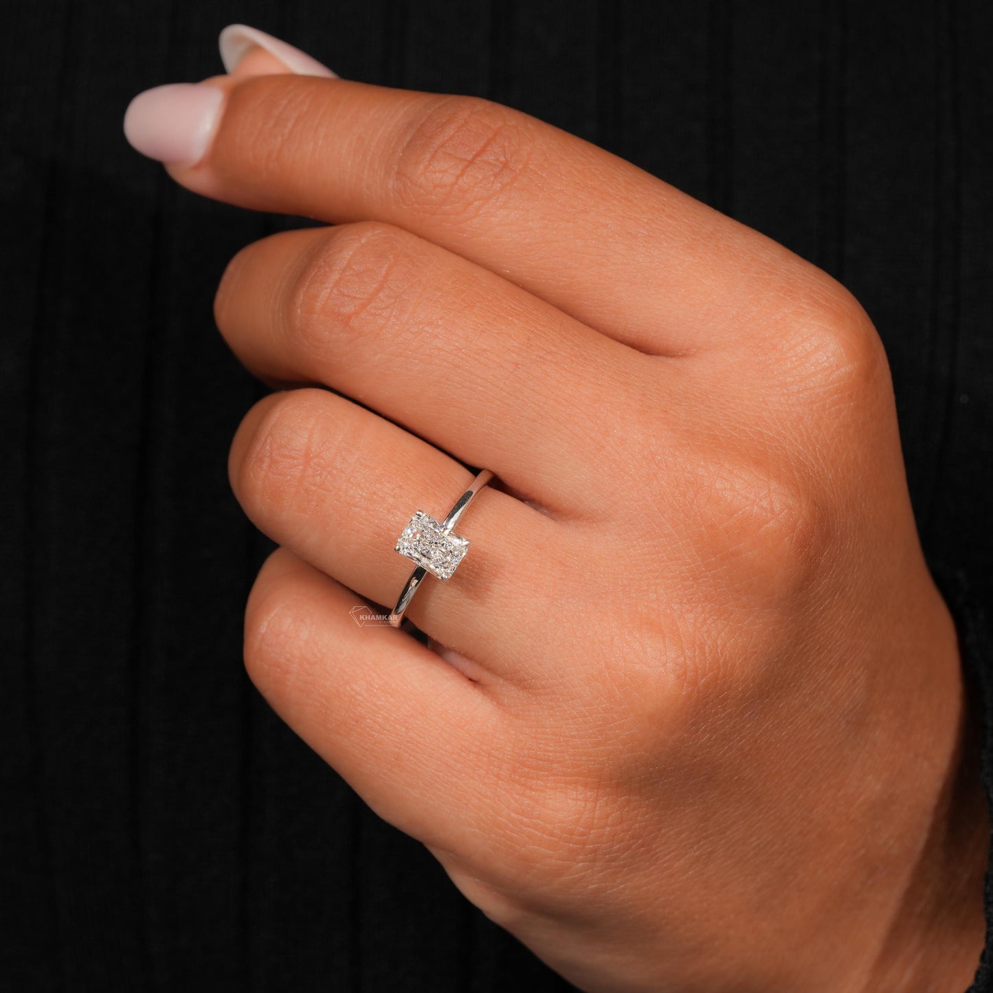 1.00 CT Radiant Cut Lab Grown Diamond Solitaire Engagement Ring