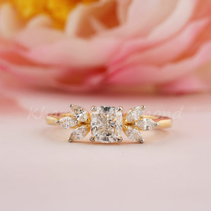 1.35 CT Cushion Cut Lab Diamond Wedding Ring – Bridal Gift for Her