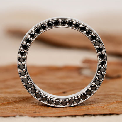 Round Black Colored Lab Grown Diamond Men's Wedding Ring for love