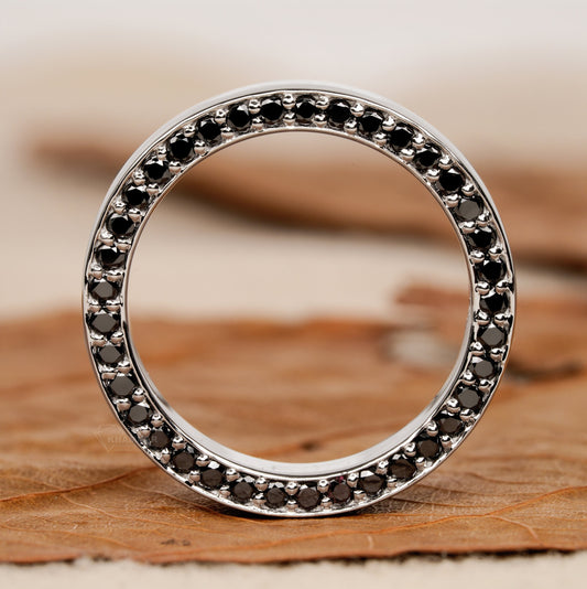 Round Black Colored Lab Grown Diamond Men's Wedding Ring Platinum Glossy Finish Wedding Band Anniversary Gift Ring Perfect Ring for Love