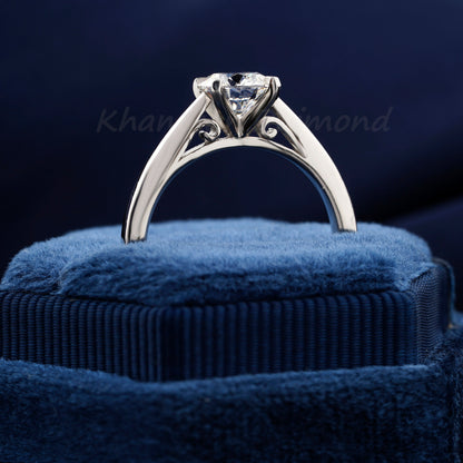 1CT IGI Certified Round Lab Grown Diamond Engagement Ring