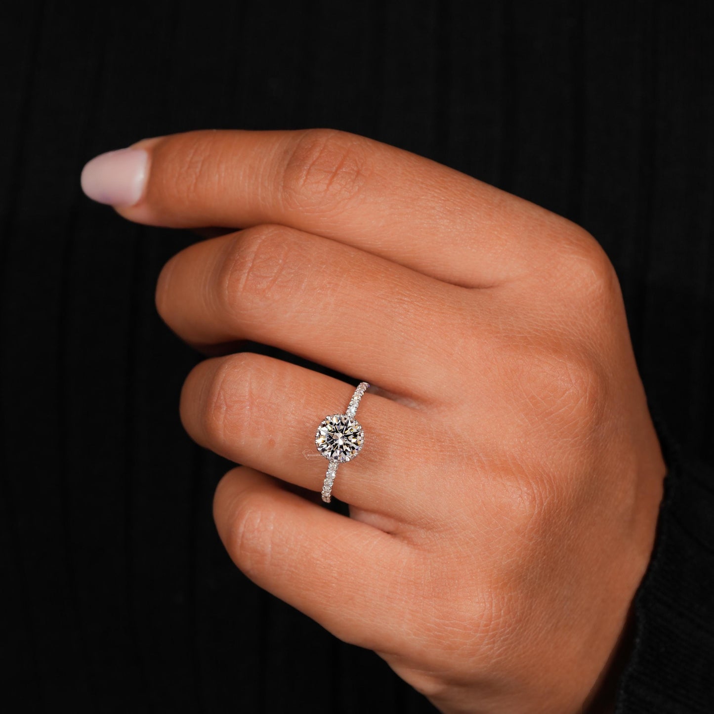 1CT Round Lab Diamond Hidden Halo Wedding Ring