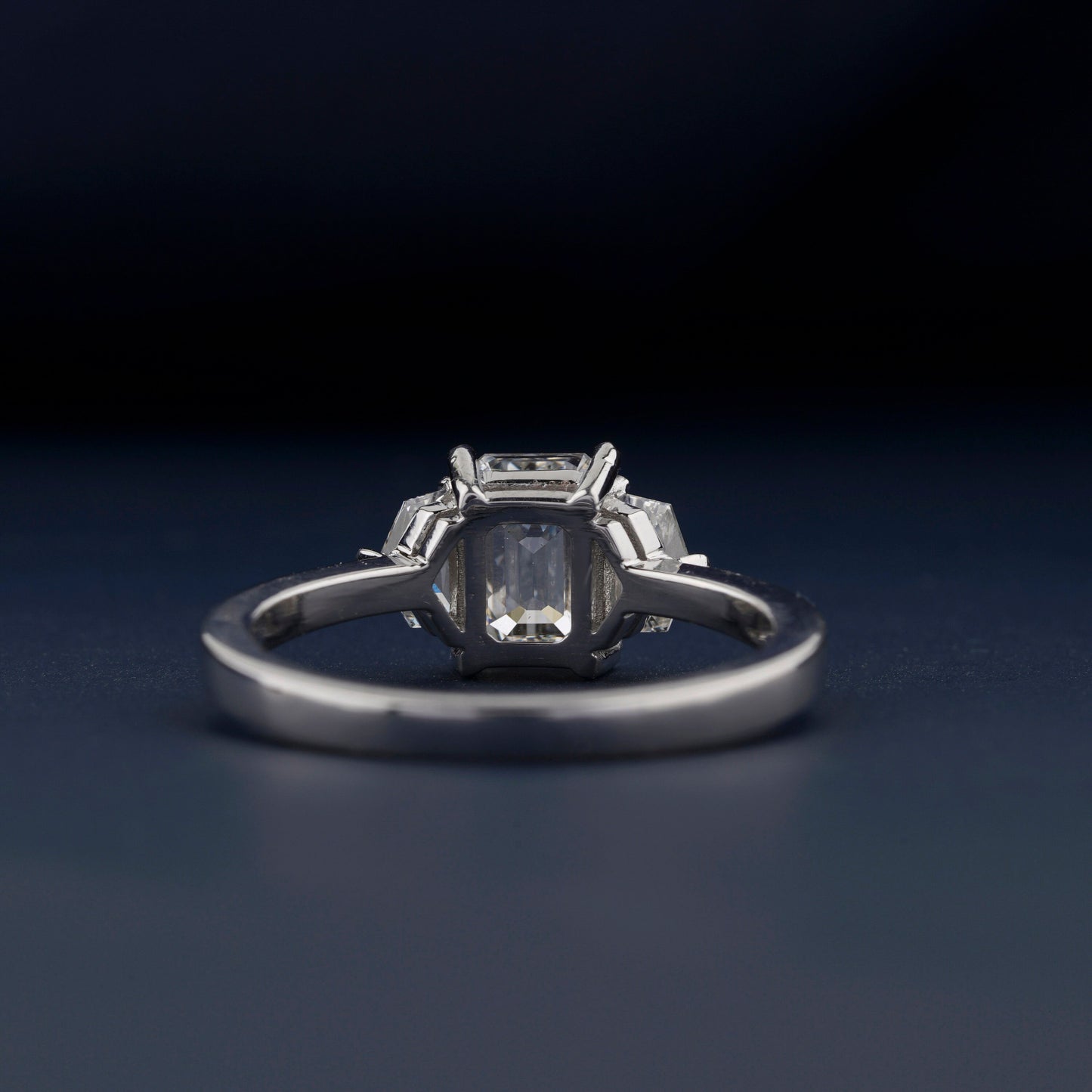 1Ct Emerald Lab Diamond Three Stone Engagement Ring
