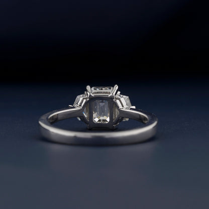 1Ct Emerald Lab Diamond Three Stone Engagement Ring
