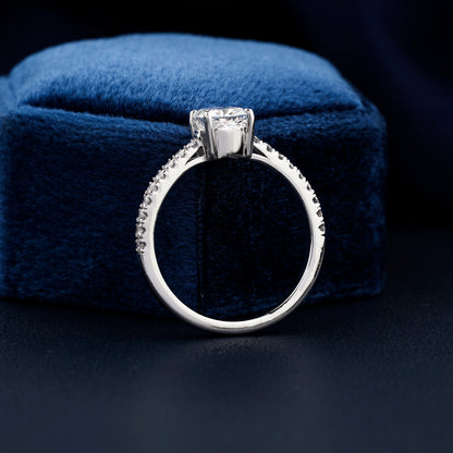 1Ct Cushion Lab Diamond Pave Engagement Ring Gift for Her
