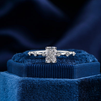 IGI Certified 1CT Radiant Cut Lab Diamond Pavé Engagement Ring