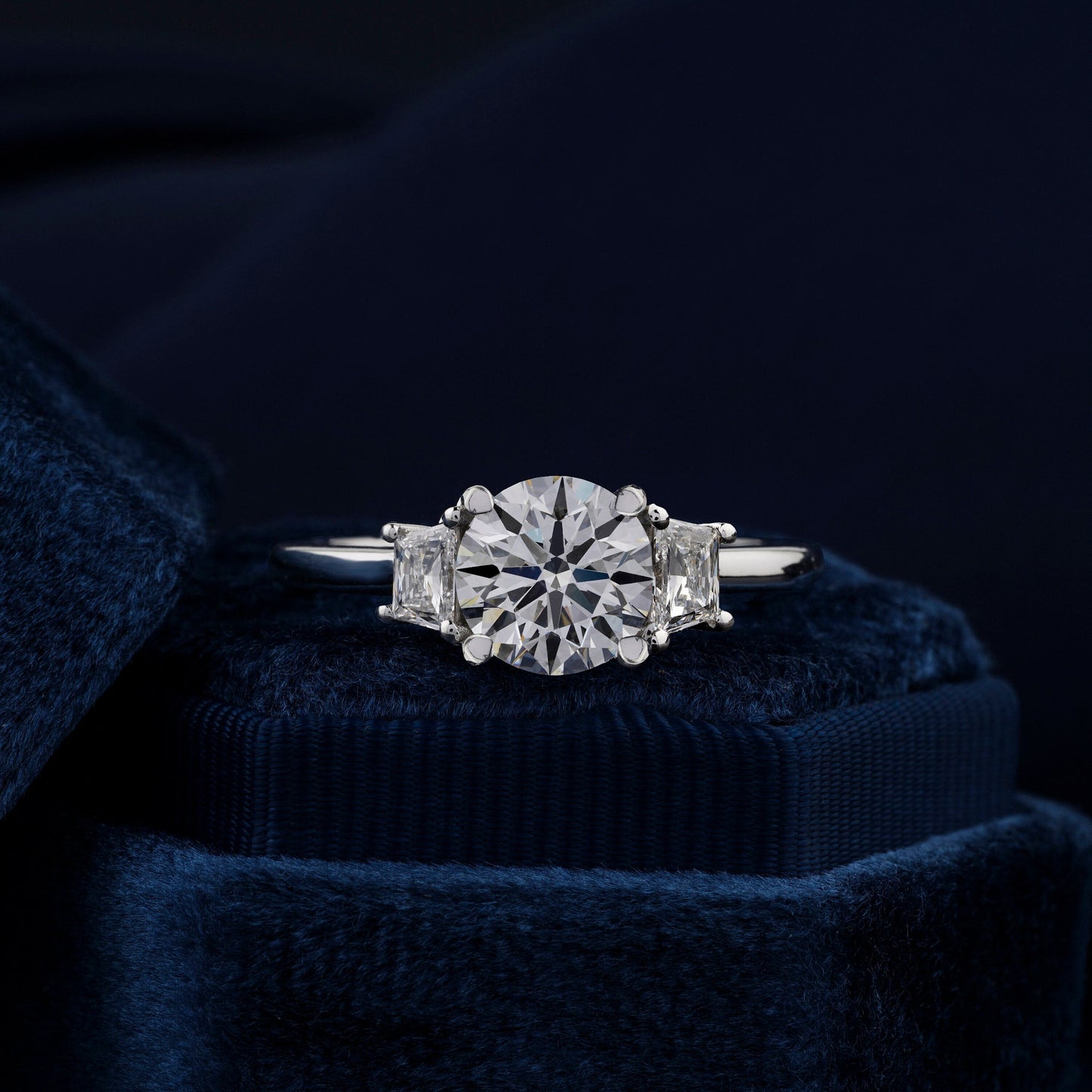 1.50CT Round Lab Diamond Engagement Ring – Three Stone Ring