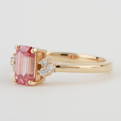 Pink Emerald Cut Lab Grown Diamond Engagement Ring For Her