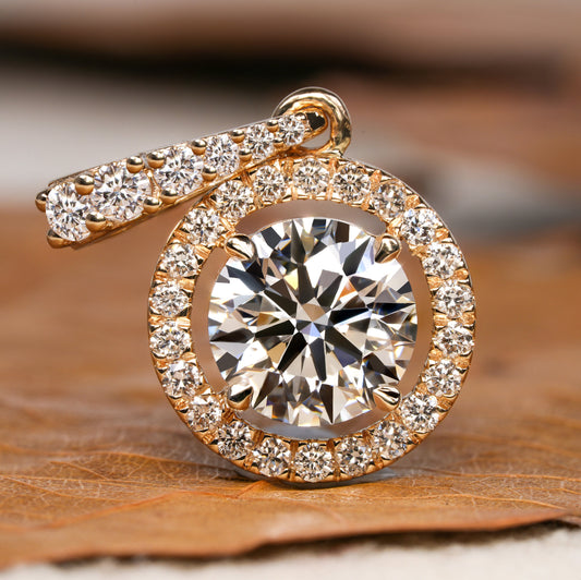 1 CT Round Lab Diamond Halo Pendant – Anniversary Diamond Pendant Gift for Her