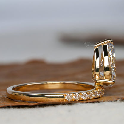 1CT Pear Cut Lab Grown Diamond Halo Engagement Ring For Gift