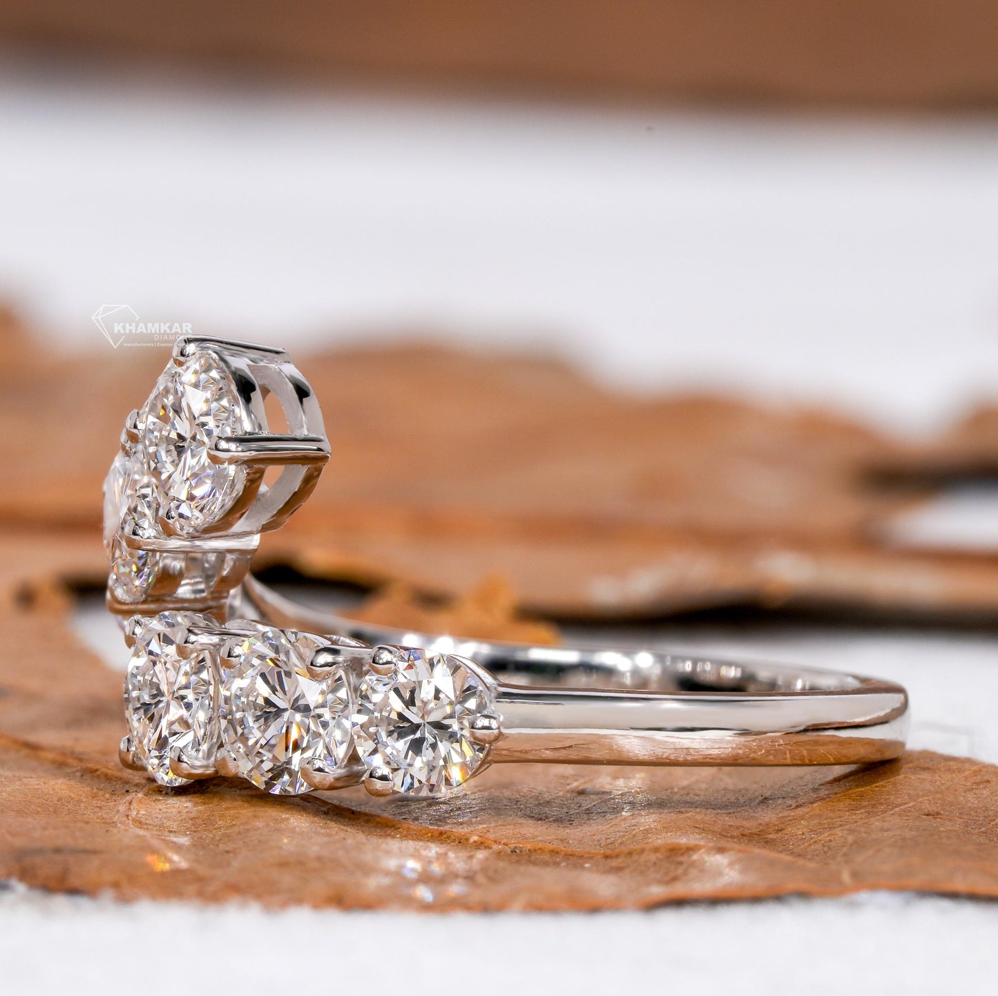 Round Lab Diamond Bypass Ring – Gold Wrap Ring