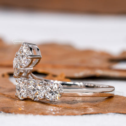 Round Lab Diamond Bypass Ring – Gold Wrap Ring