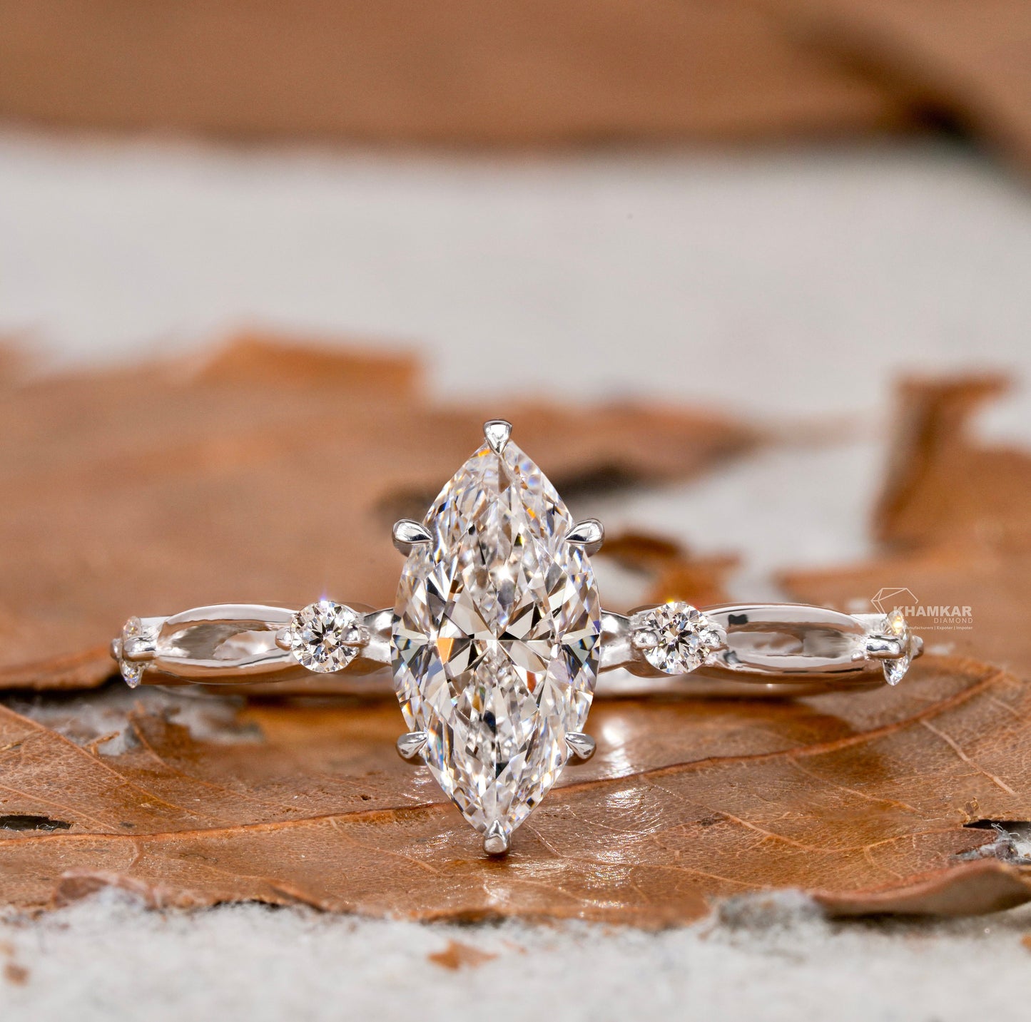 1.00 CT Marquise Lab-Grown Diamond Twisted Engagement Ring
