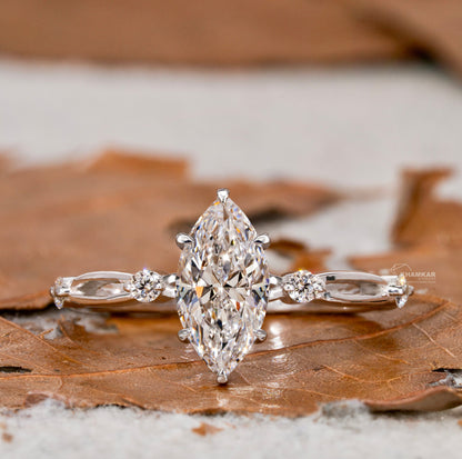 1.00 CT Marquise Lab-Grown Diamond Twisted Engagement Ring