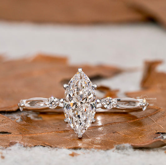 1.00 CT Marquise Lab-Grown Diamond Twisted Engagement Ring
