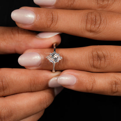 2.00CT Lozenge Cut Lab Diamond Solitaire Engagement Ring for Women