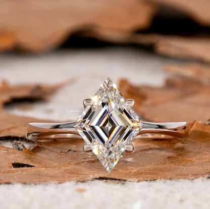 2.00CT Lozenge Cut Lab Diamond Solitaire Engagement Ring for Women