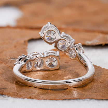 Round Lab Diamond Bypass Ring – Gold Wrap Ring