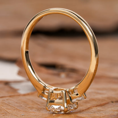 1CT Cushion Cut Lab Diamond Three Stone Engagement Ring