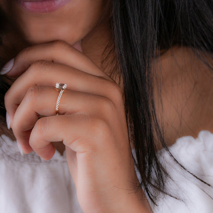 Emerald Cut 1CT Lab Grown Diamond Ring – Pave Claw Setting