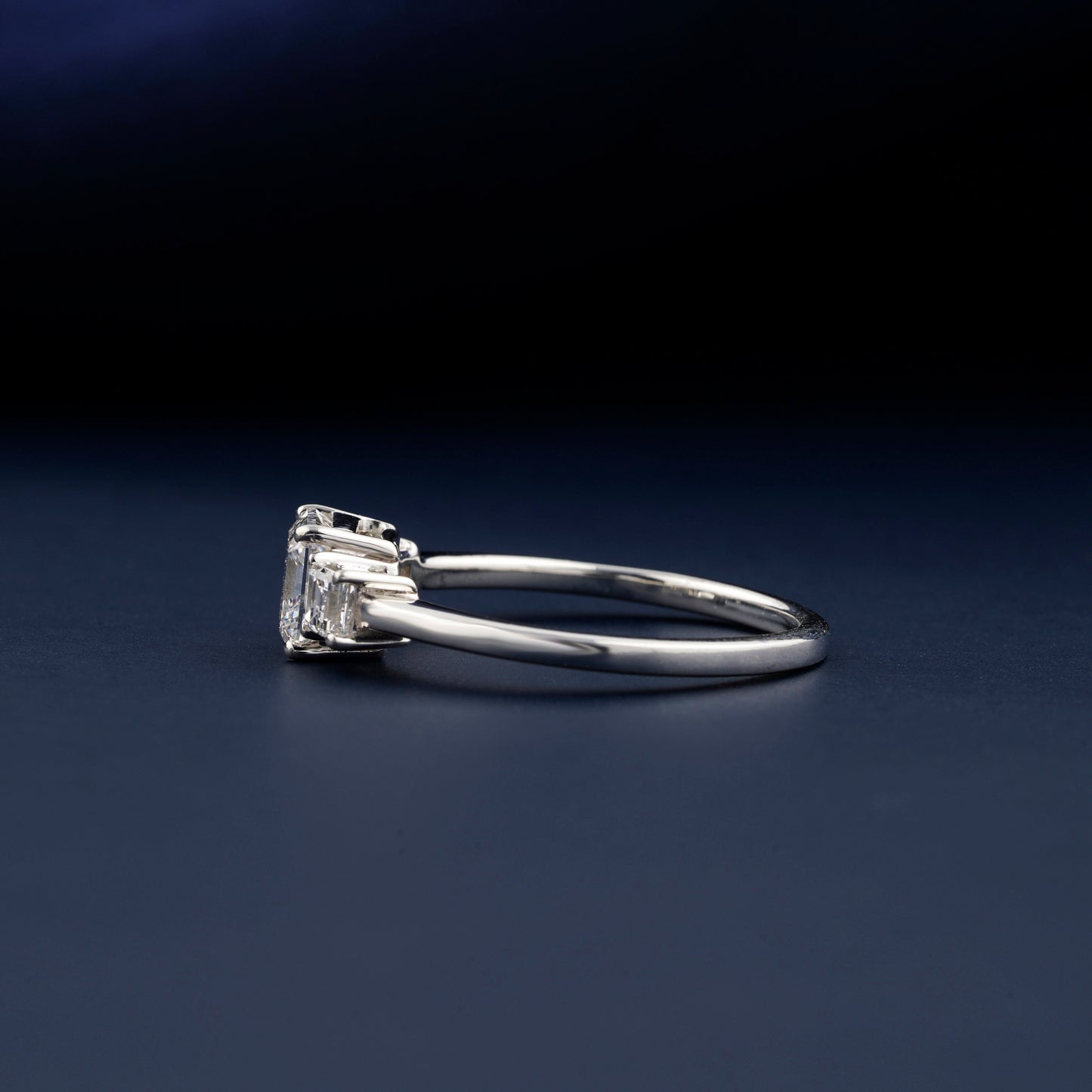 1CT Asscher Cut Lab Grown Diamond Three Stone Engagement Ring