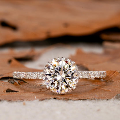 1CT Round Lab Diamond Hidden Halo Wedding Ring
