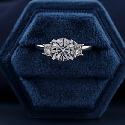 1.50CT Round Lab Diamond Engagement Ring – Three Stone Ring