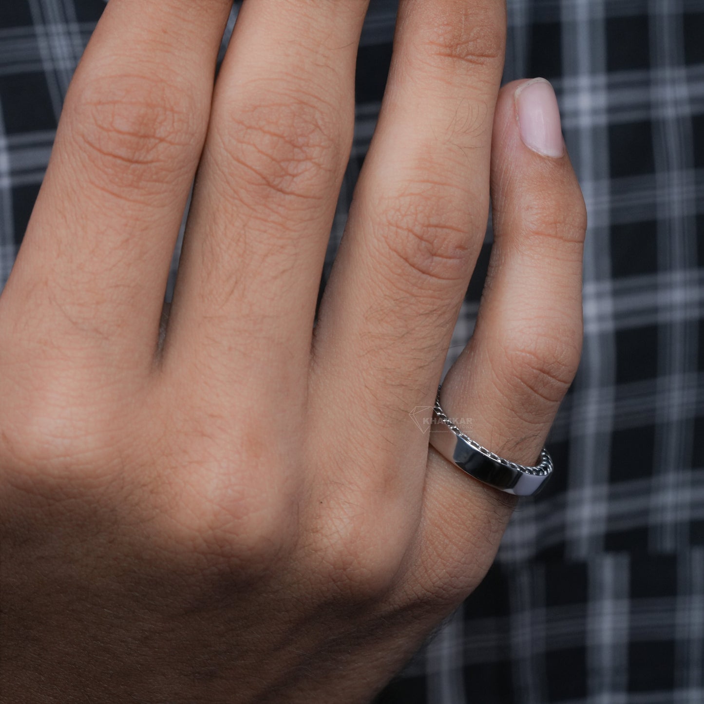 Round Black Colored Lab Grown Diamond Men's Wedding Ring for love