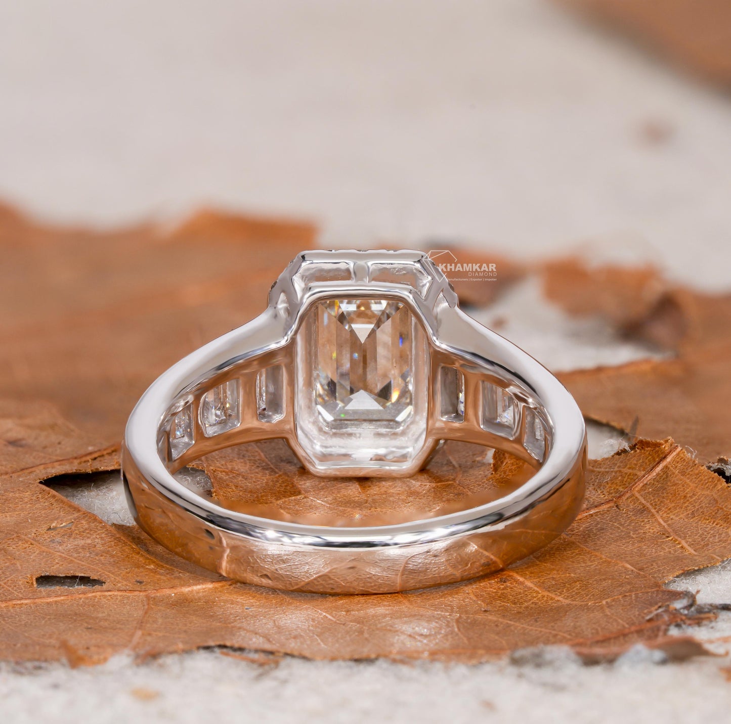 IGI Certified 1.50CT Emerald Cut Halo Engagement Ring