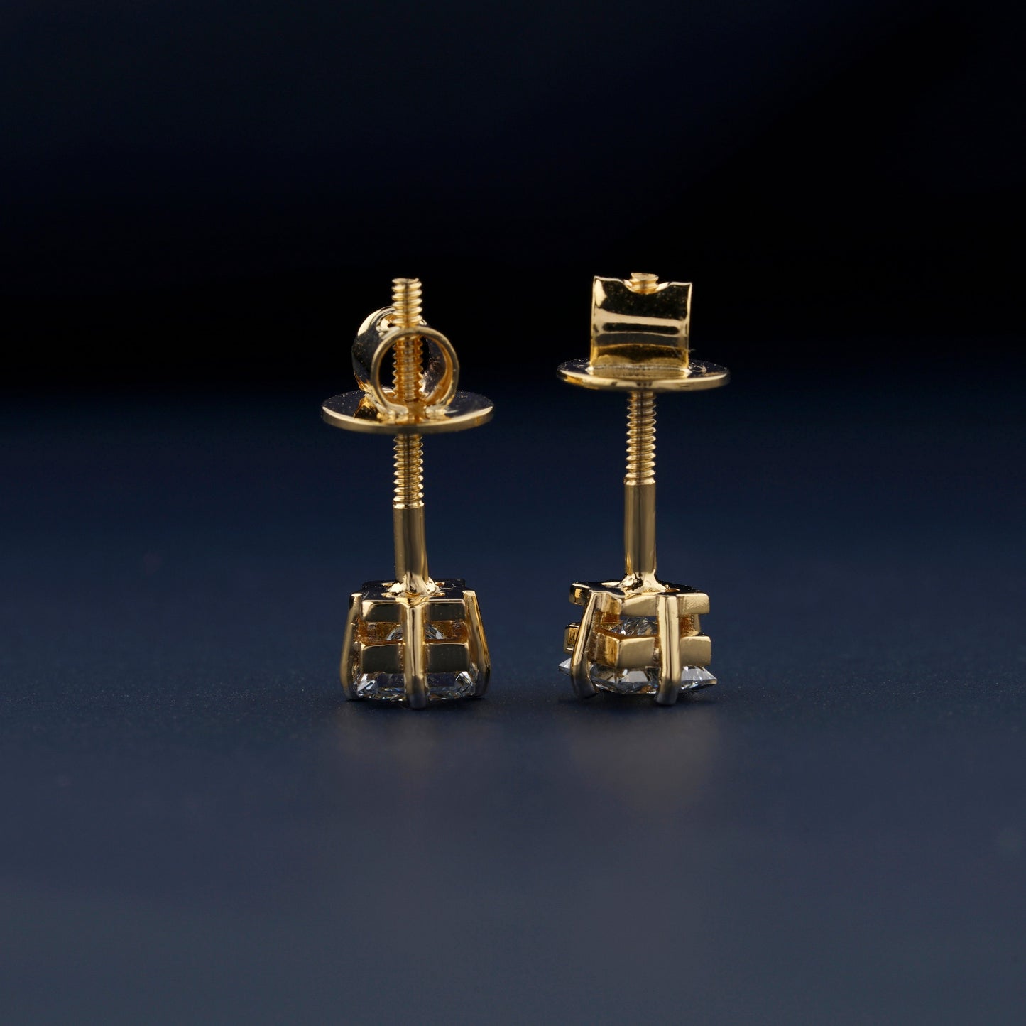 Light Blue Princess Cut Lab Grown Diamond Stud Earrings