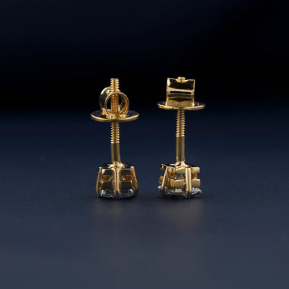 Light Blue Princess Cut Lab Grown Diamond Stud Earrings