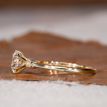 1.00CT Round Lab Grown Diamond Tapered Pave Engagement Ring