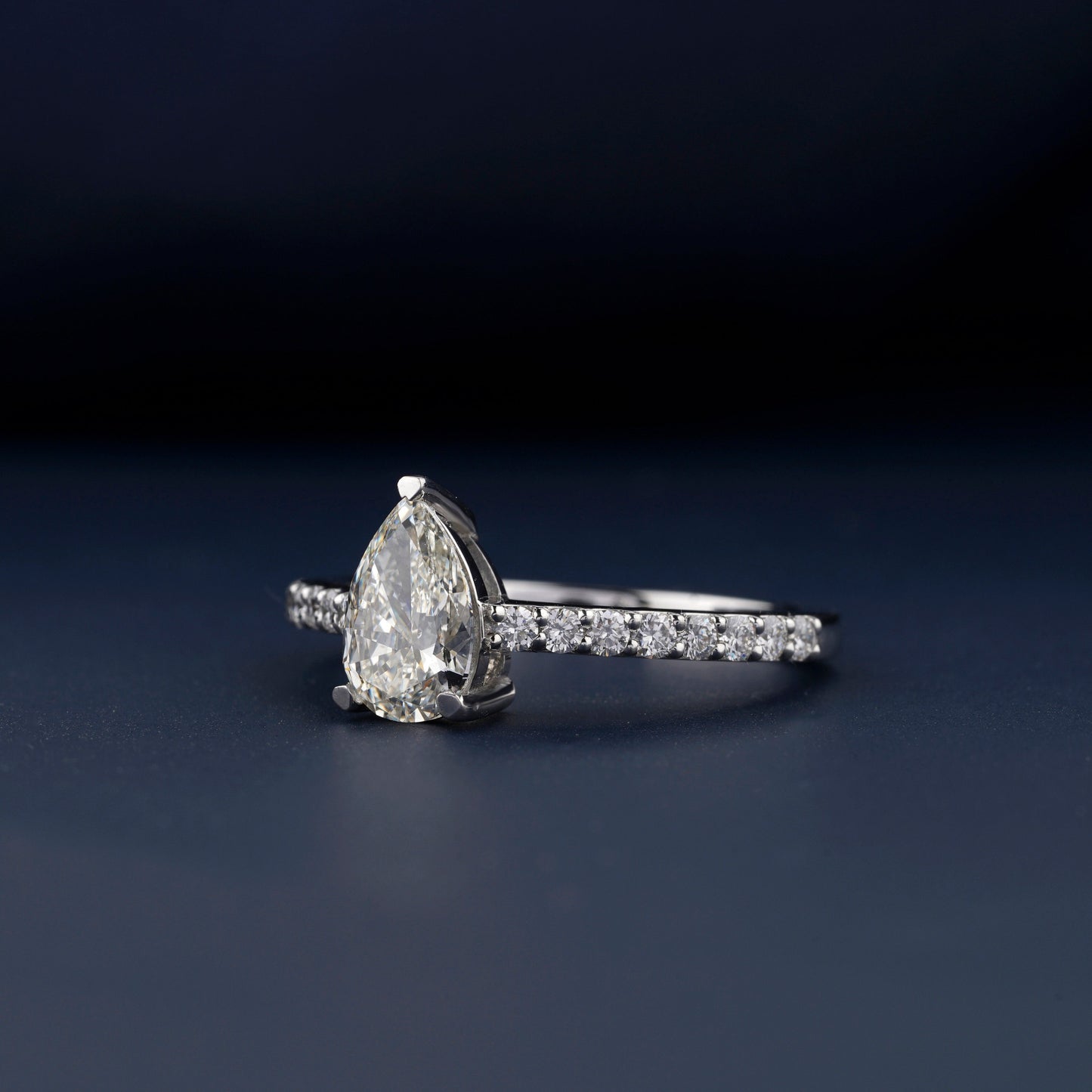 1CT Pear Lab Diamond Engagement Ring – Pave Setting