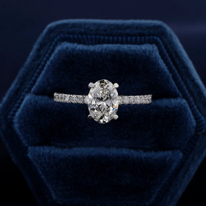 1 CT Oval Lab Diamond Pave Ring, IGI Certified, Engagement/Wedding Gift