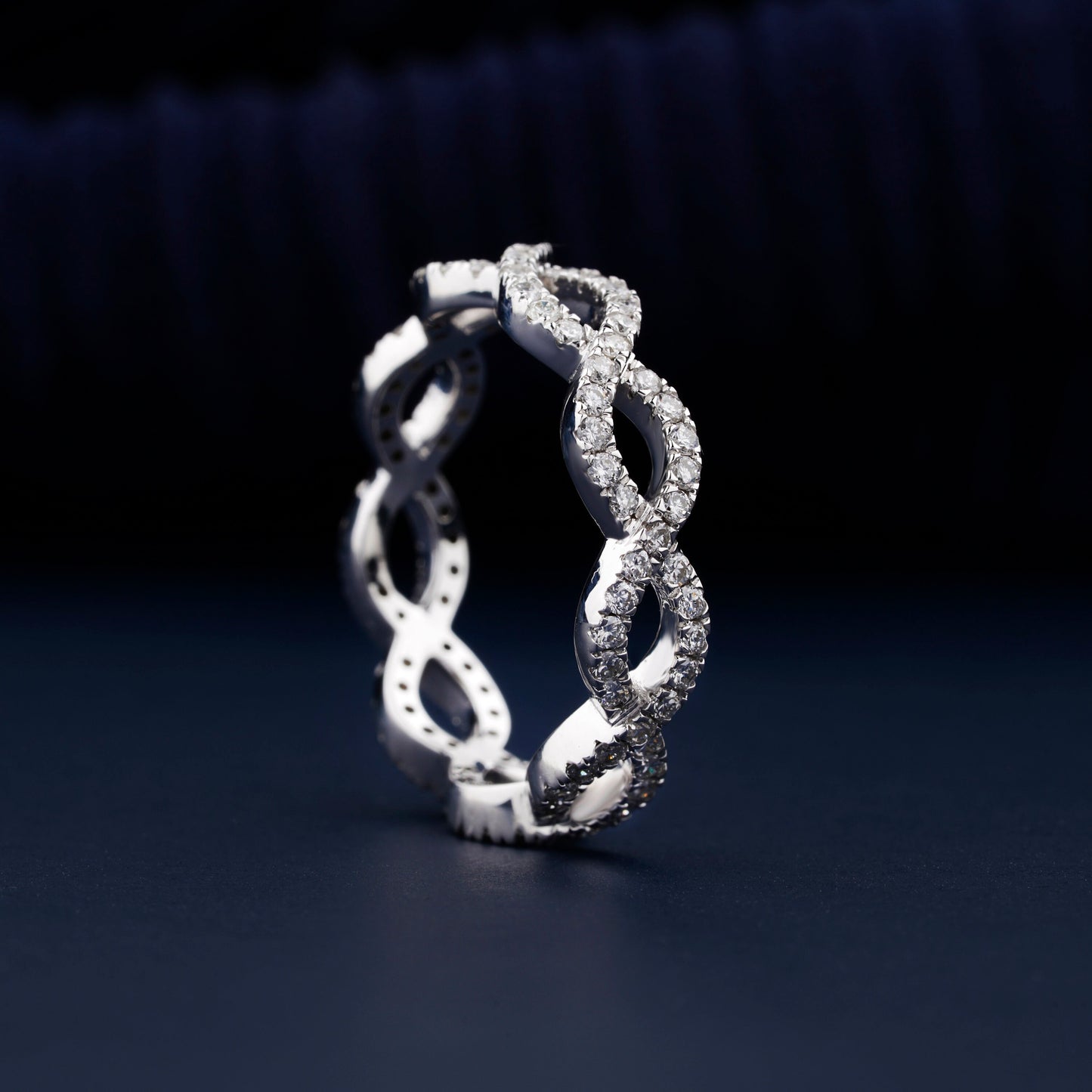 1.20mm Round Lab Grown Diamond Band Ring Celtic Style Round Diamond Wedding Band Cross Over Band Stackable Band Ring for Women Gift For Her