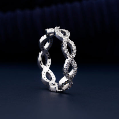 1.20mm Round Lab Grown Diamond Band Ring Celtic Style Round Diamond Wedding Band Cross Over Band Stackable Band Ring for Women Gift For Her
