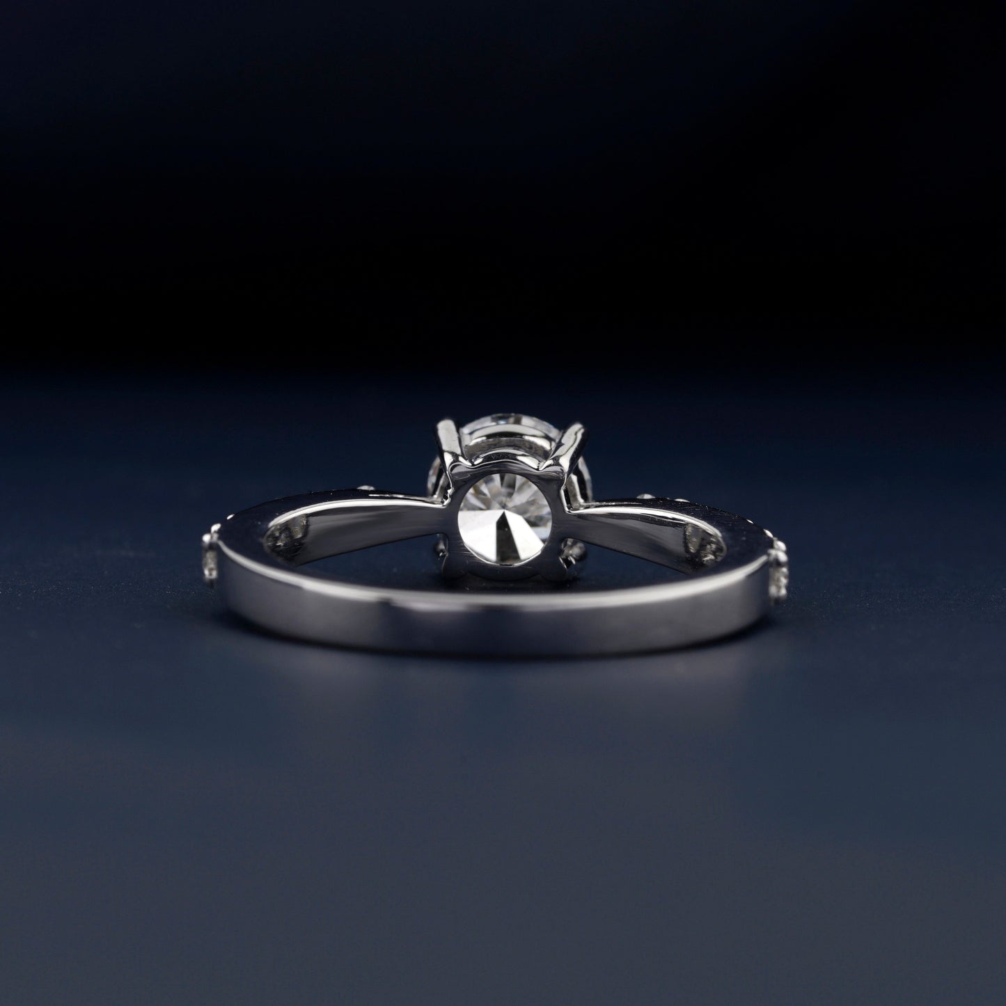 Round Lab Diamond Engagement Ring, Pave Wedding Bridal Ring