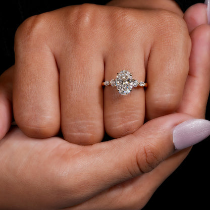 2CT Oval Lab Diamond Engagement Ring IGI Certified Side Stones