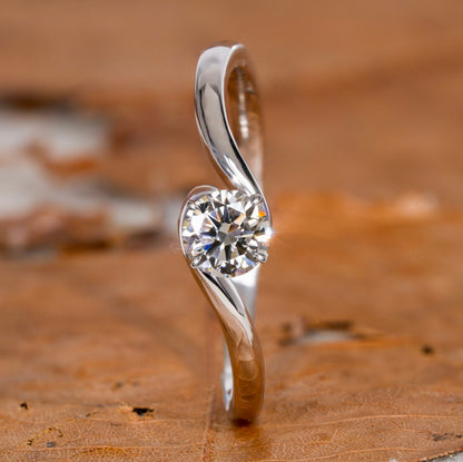 Round Brilliant Cut Lab Diamond Bypass Solitaire Engagement Ring for Women