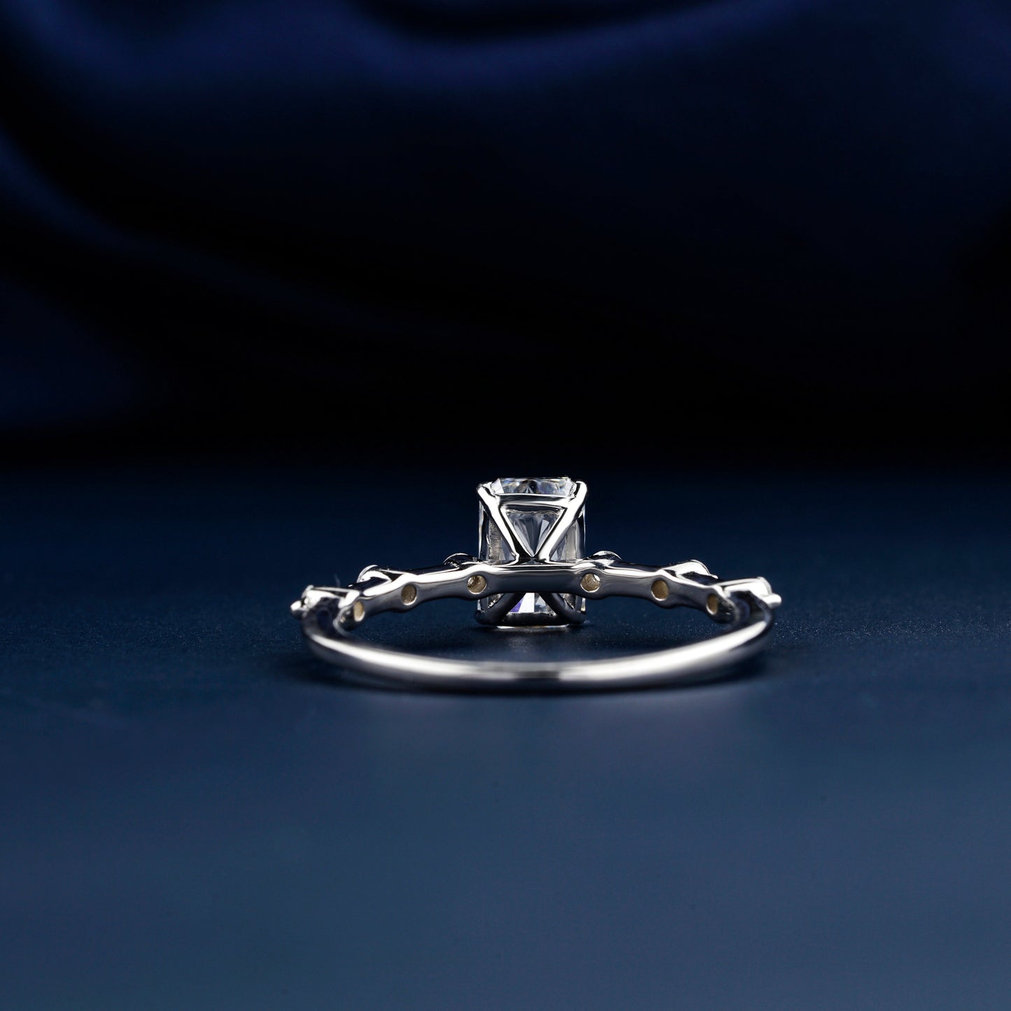 IGI Certified 1CT Radiant Cut Lab Diamond Pavé Engagement Ring